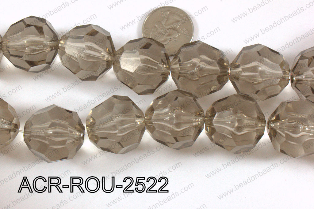 Acrylic Round Faceted Grey 25mm ACR-ROU-2522
