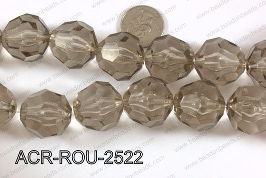 Acrylic Round Faceted Grey 25mm ACR-ROU-2522