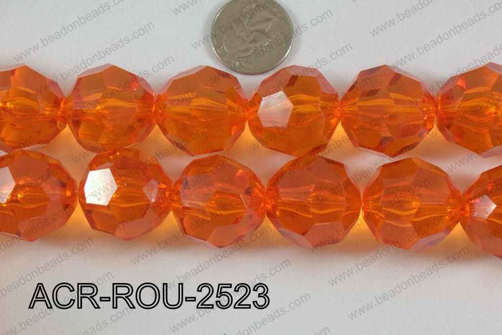 Acrylic Round Faceted Orange 25mm ACR-ROU-2523