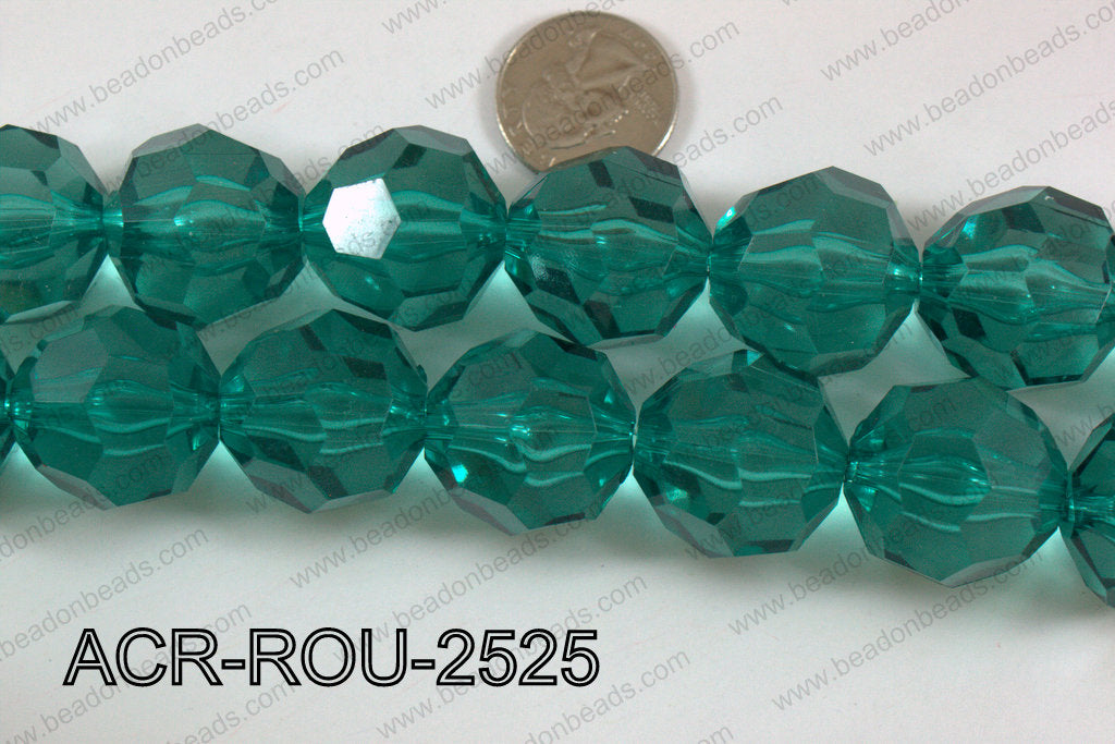 Acrylic Round Faceted Emerald 25mm ACR-ROU-2525