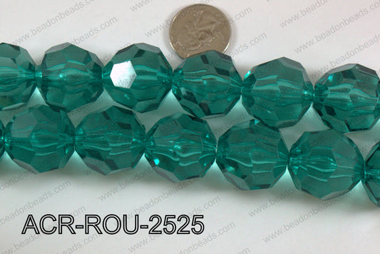 Acrylic Round Faceted Emerald 25mm ACR-ROU-2525