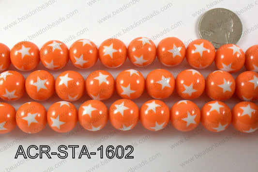 Acrylic Star Round Orange 16mm ACR-STA-1602