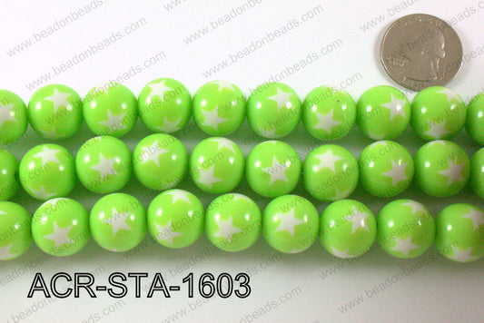 Acrylic Star Round Green 16mm ACR-STA-1603