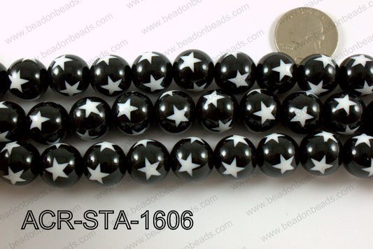 Acrylic Star Round Black 16mm ACR-STA-1606
