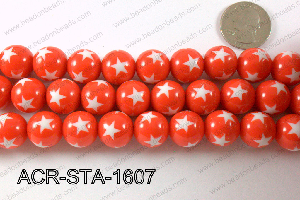 Acrylic Star Round Red 16mm ACR-STA-1607