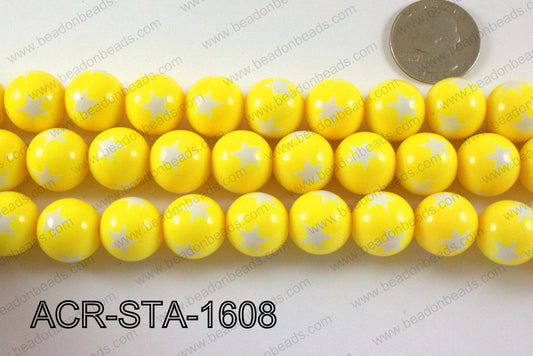 Acrylic Star Round Yellow 16mm ACR-STA-1608