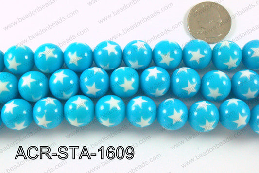 Acrylic Star Round Light blue 16mm ACR-STA-1609