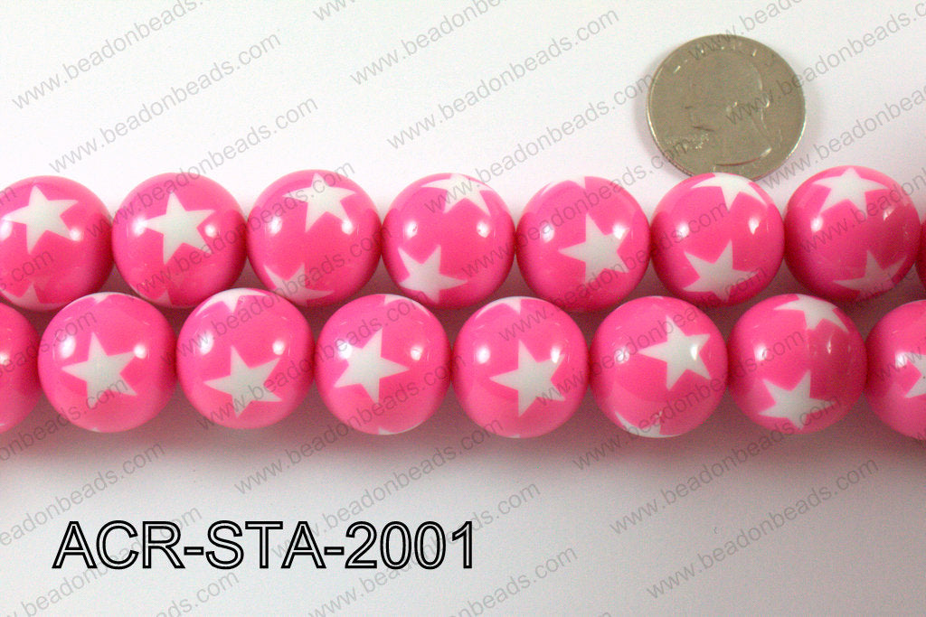 Acrylic Star Round Pink 20mm ACR-STA-2001