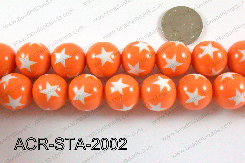 Acrylic Star Round Orange 20mm ACR-STA-2002