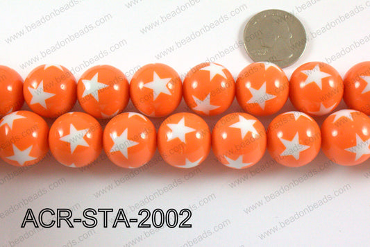 Acrylic Star Round Orange 20mm ACR-STA-2002