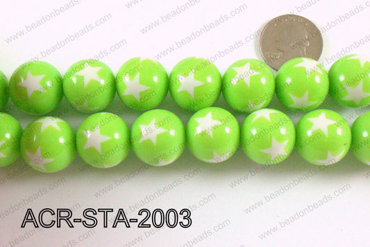 Acrylic Star Round Green 20mm ACR-STA-2003
