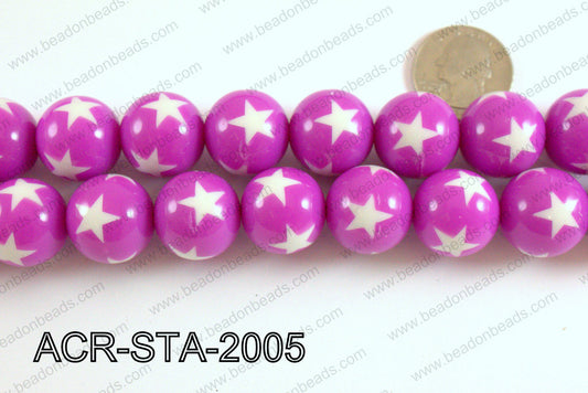 Acrylic Star Round Plum Purple 20mm ACR-STA-2005