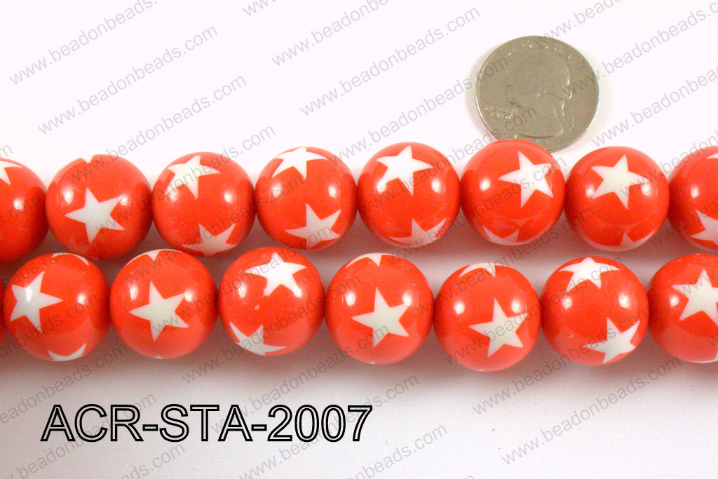 Acrylic Star Round Red 20mm ACR-STA-2007