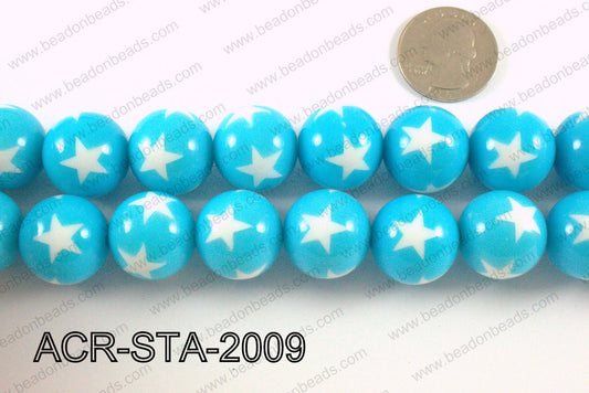 Acrylic Star Round Light blue 20mm ACR-STA-2009