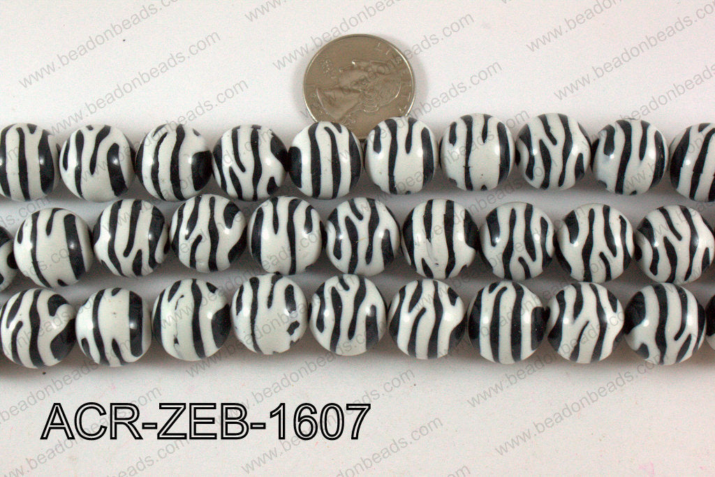 Acrylic Round Zebra  16mm ACR-ZEB-1607