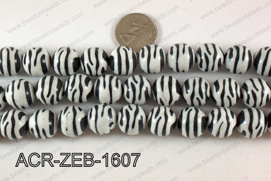 Acrylic Round Zebra  16mm ACR-ZEB-1607