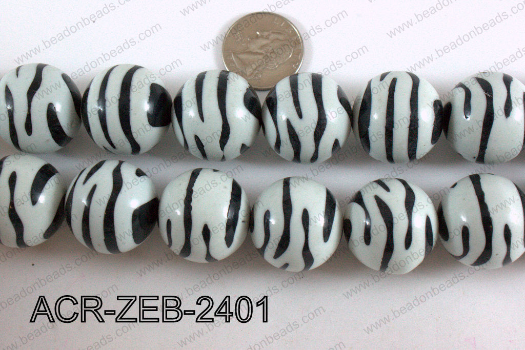 Acrylic Round Zebra  24mm ACR-ZEB-2401