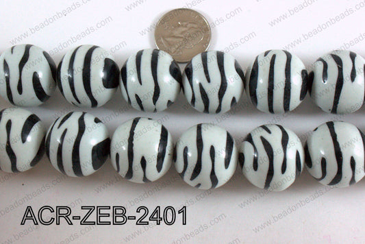 Acrylic Round Zebra  24mm ACR-ZEB-2401