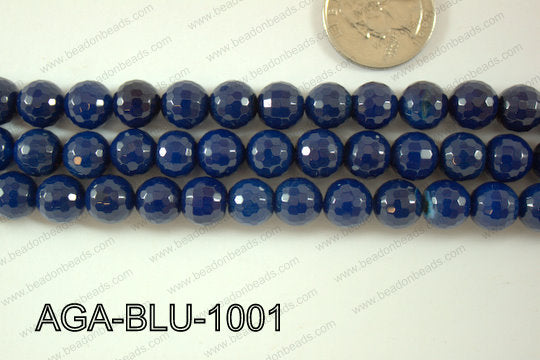 Blue Agate Round Faceted 10mm AGA-BLU-1001