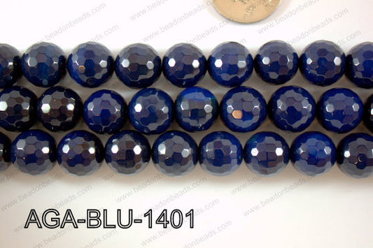Blue Agate Round Faceted 14mm AGA-BLU-1401