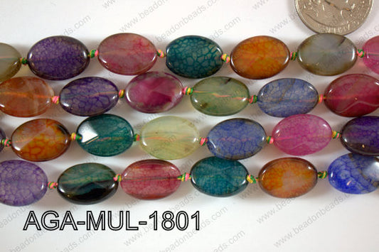 Agate- Multicolor Oval Faceted 13x18mm AGA-MUL-1801