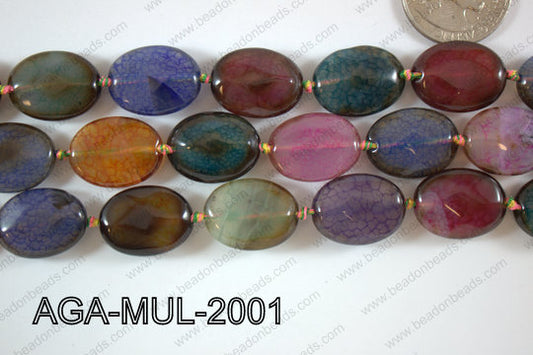 Agate- Multicolor Oval Faceted 15x20mm AGA-MUL-2001
