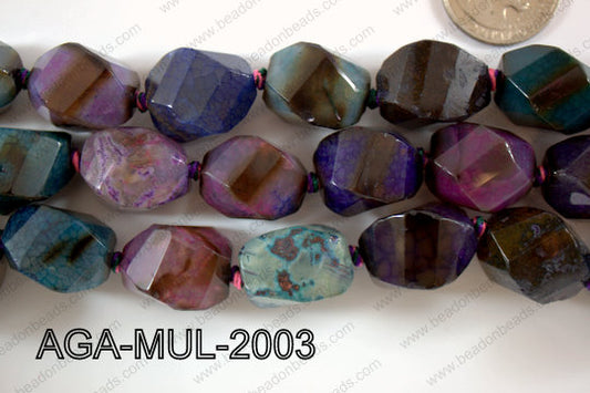 Agate- Multicolor Nugget Faceted 18x20mm AGA-MUL-2003