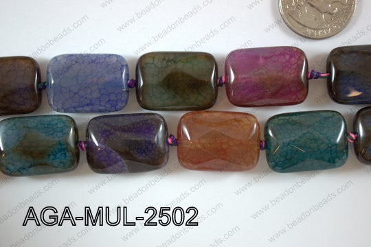 Agate- Multicolor Rectangle Faceted 18x25mm AGA-MUL-2502