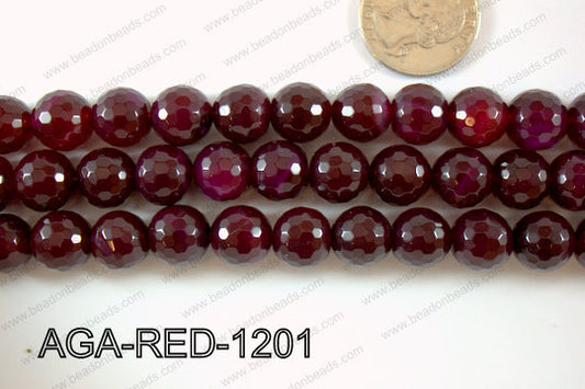 Red Agate Round Faceted 12mm AGA-RED-1201