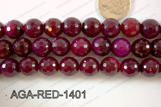 Red Agate Round Faceted 14mm AGA-RED-1401