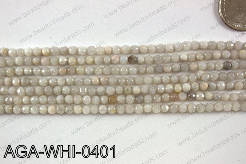 Round faceted white lace agate 4mm AGA-WHI-0401