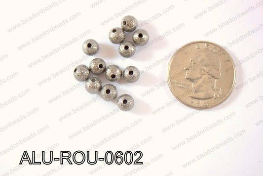 Aluminium  Beads Round 6mm Gun metal  ALU-ROU-0602