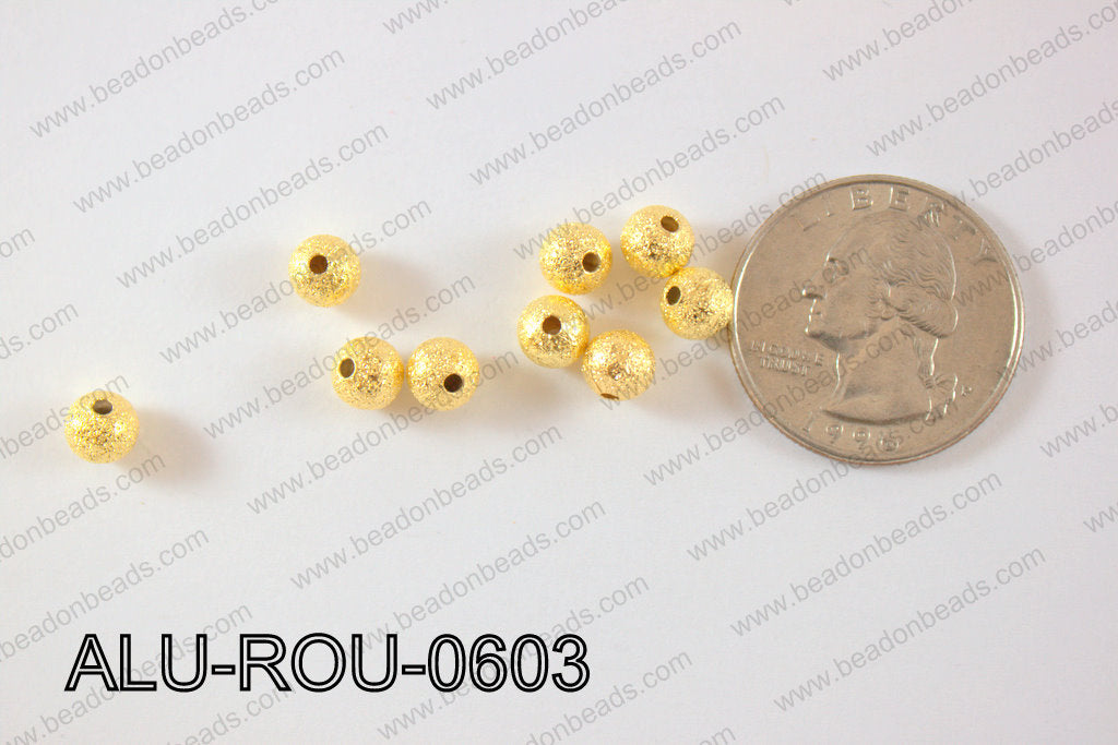 Aluminium  Beads Round 6mm Gold  ALU-ROU-0603