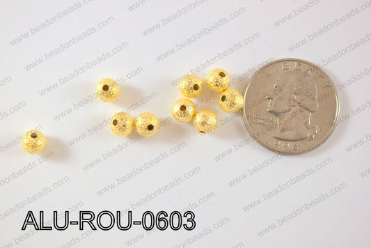 Aluminium  Beads Round 6mm Gold  ALU-ROU-0603