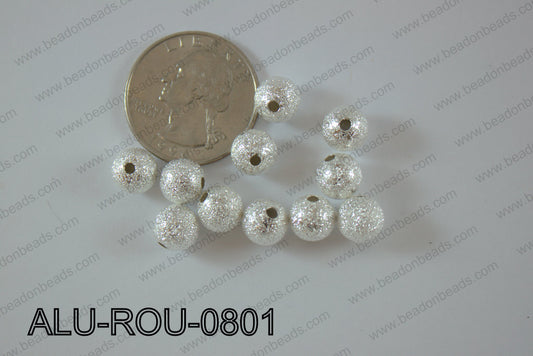 Aluminium  Beads Round 8mm silver ALU-ROU-0801