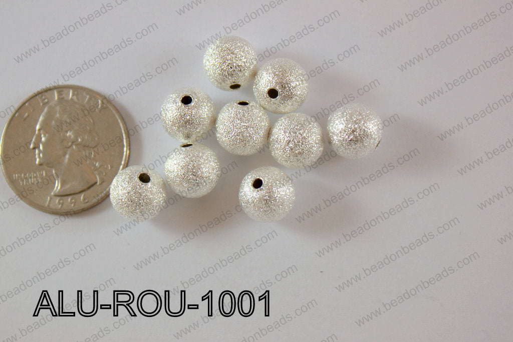 Aluminium  Beads Round 10mm silver ALU-ROU-1001