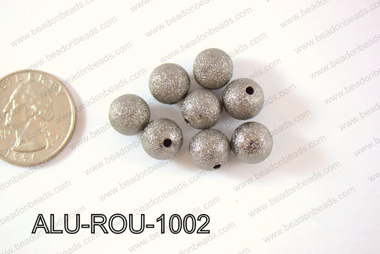 Aluminium  Beads Round 10mm gun metal ALU-ROU-1002