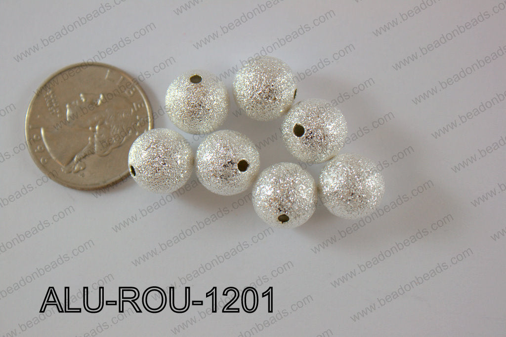 Aluminium  Beads Round 12mm silver ALU-ROU-1201