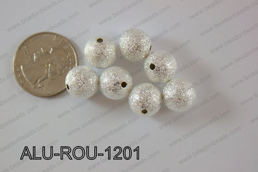 Aluminium  Beads Round 12mm silver ALU-ROU-1201