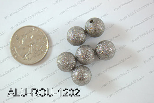 Aluminium  Beads Round 12mm gun metal ALU-ROU-1202
