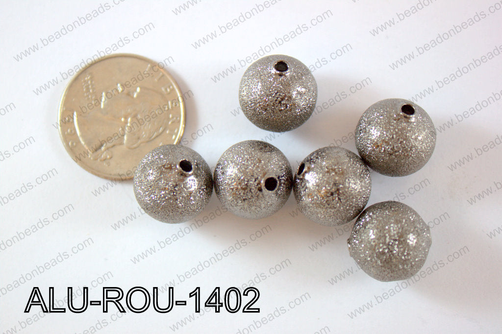 Aluminium  Beads Round 14mm gun metal ALU-ROU-1402