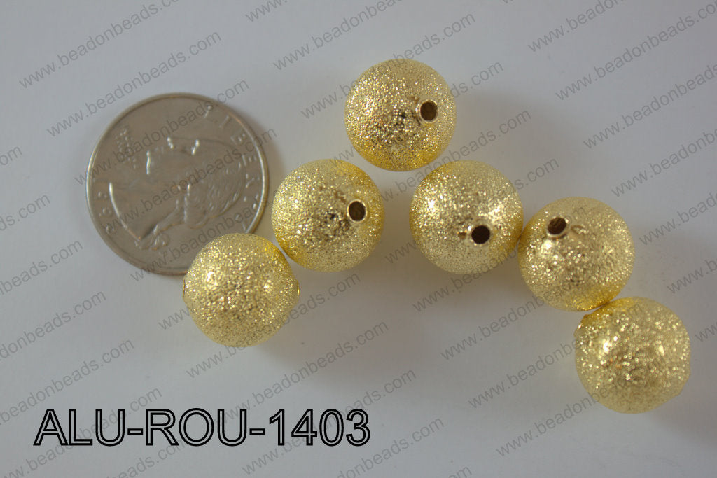 Aluminium  Beads Round 14mm gold ALU-ROU-1403