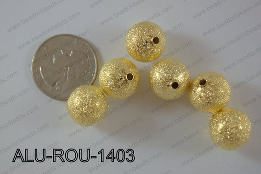 Aluminium  Beads Round 14mm gold ALU-ROU-1403