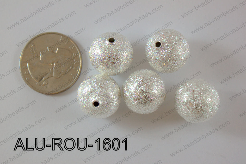 Aluminium  Beads Round 16mm silver ALU-ROU-1601