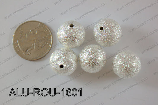 Aluminium  Beads Round 16mm silver ALU-ROU-1601