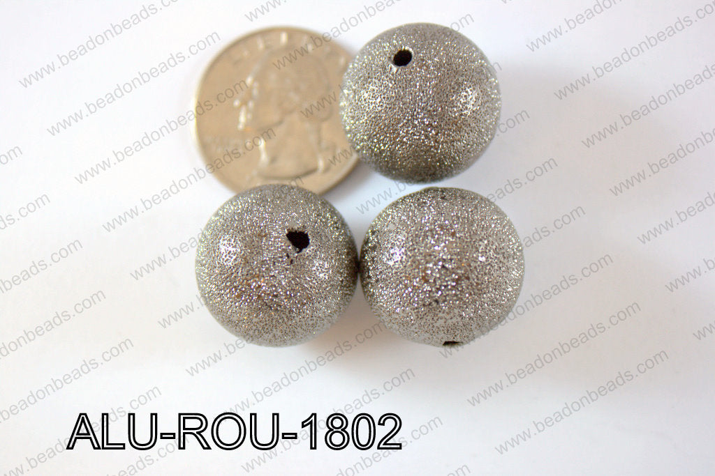 Aluminium  Beads Round 18mm gun metal ALU-ROU-1802