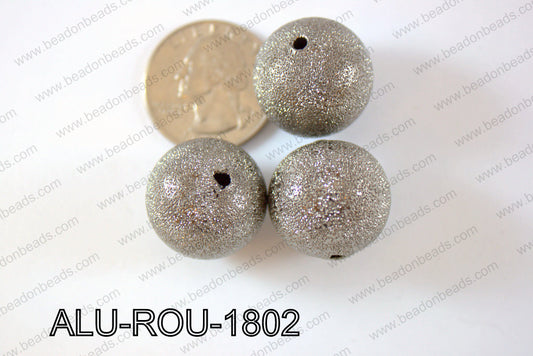 Aluminium  Beads Round 18mm gun metal ALU-ROU-1802