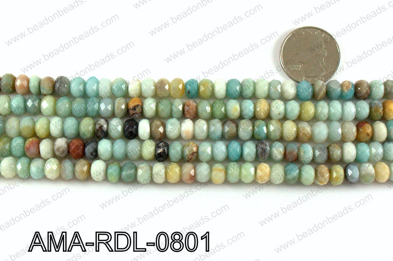 Rondelle faceted Amazonite beads 8mm AMA-RDL-0801