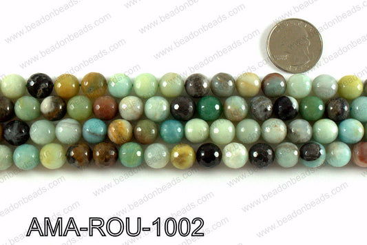 Round faceted Amazonite beads 10mm AMA-ROU-1002