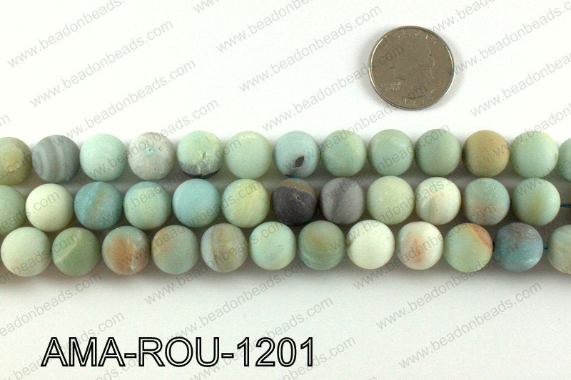 Round Matte Amazonite beads 12mm AMA-ROU-1201